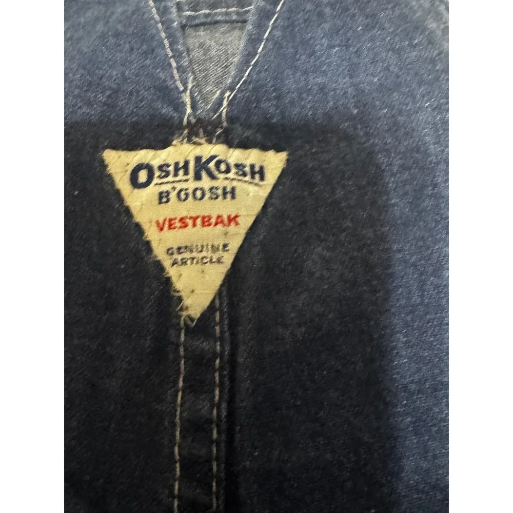 Vintage OshKosh Bgosh Kids 2T Denim Overalls Plaid Cuffs Made in‎ USA 869-8314